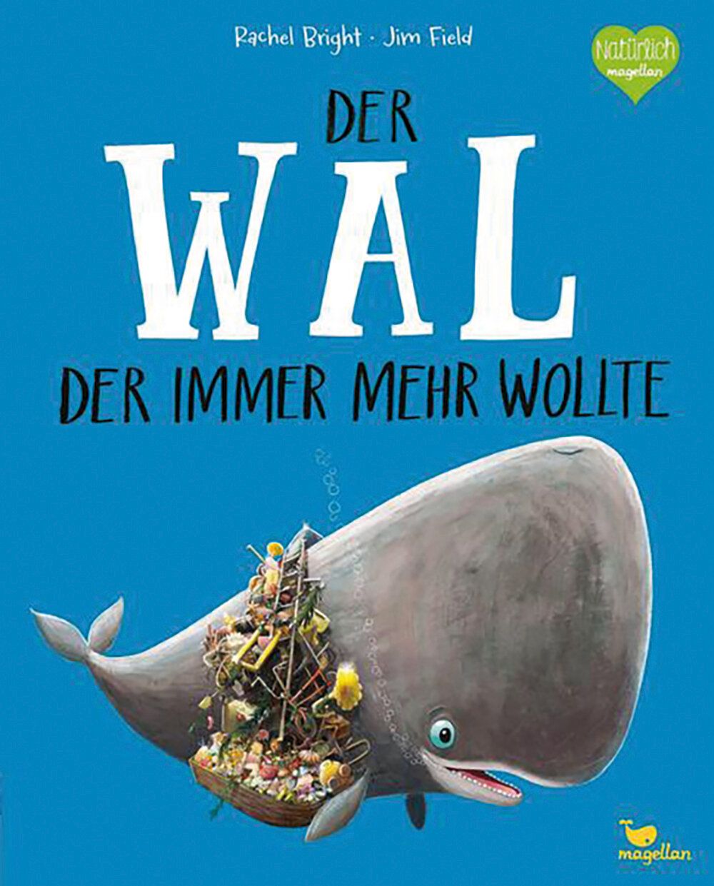 Illustration eines Wales, der unheimlich viele Sachen mit sich herumschleppt