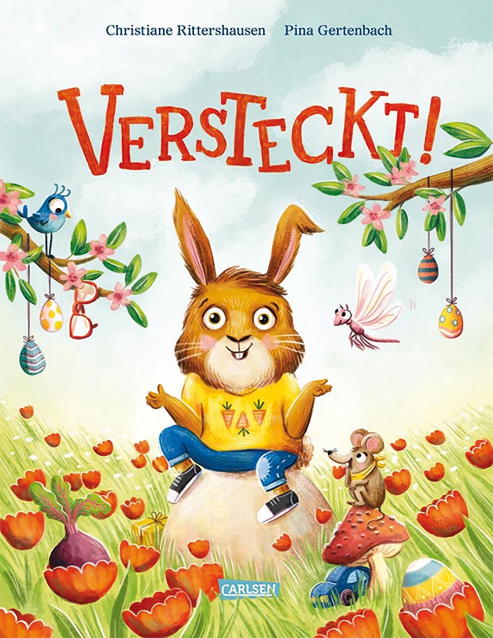 Illusrtation, ein Hase sitzt achselzuckend auf Ei