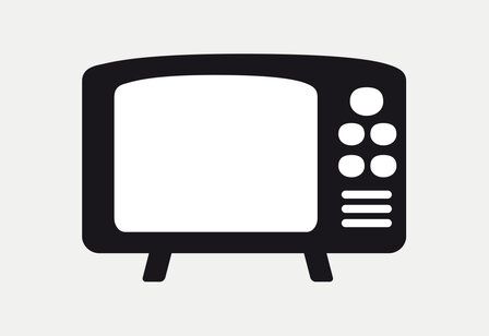 schwarz/weißes Pictogramm von einem Fernseher
