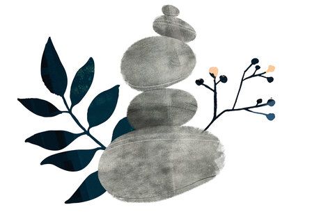Illustration von Steinen und Zweigen