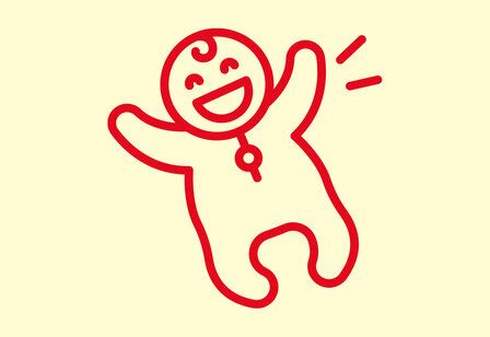 Icon rotes Baby auf gelbem Grund