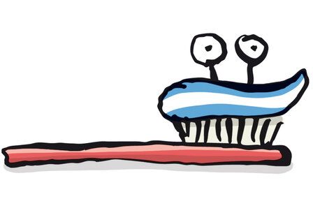 Illustration Zahnbürste mit Augen