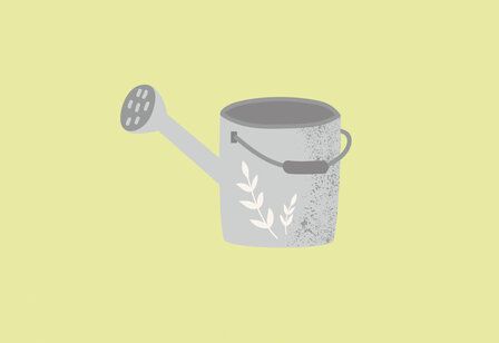 Vector-Illustration einer Giesßkanne, Hintergrund gelbgrün