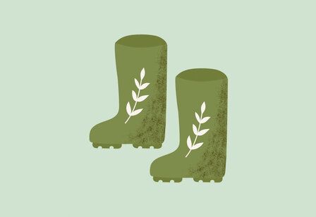 Vector-Illustration von Gummistiefeln, Hintergrund hellgrün