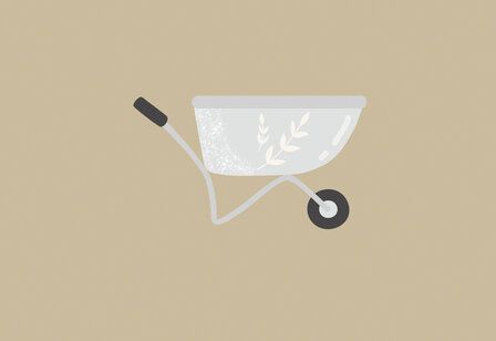 Vector-Illustration einer Schubkarre, Hintergrund hellbraun