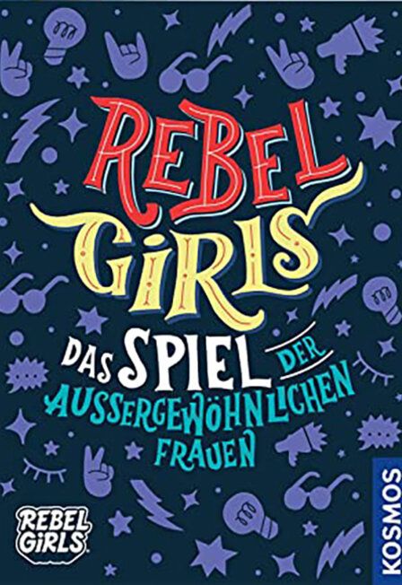 Cover vom Spiel Rebel Girls Schriftzug und illustrierte Elemente