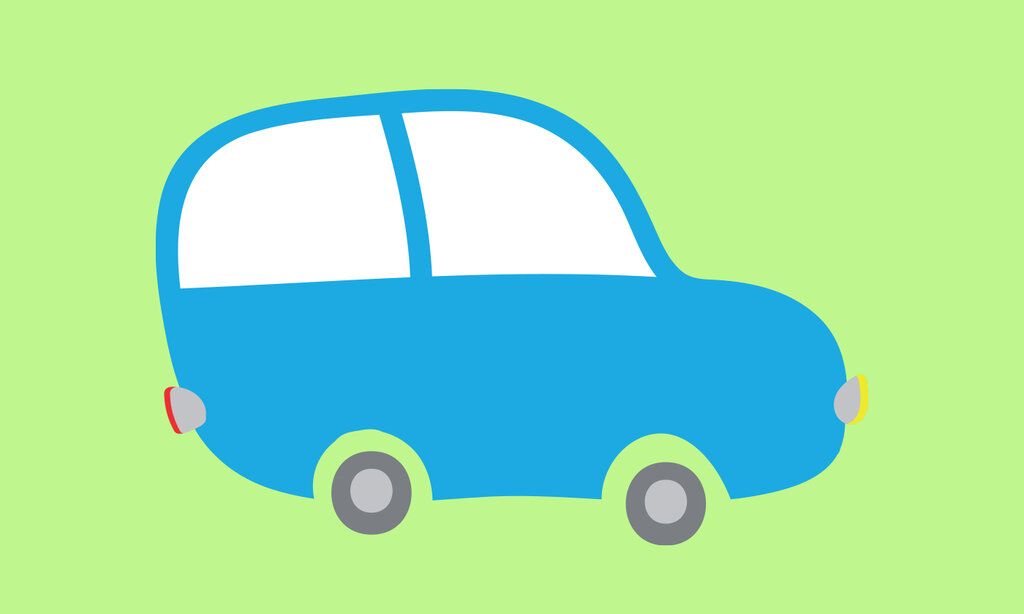 Illustration eines blauen Autos auf grünem Hintergrund