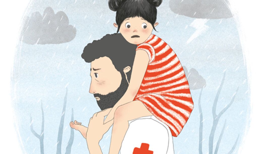 Illustration zum Thema Kinderrecht auf Hilfe im Katastrophenfall