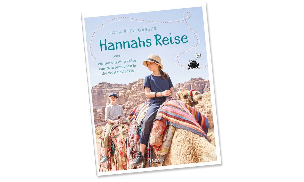 Zwei Mädchen reiten auf Kamelen, Buchtitel Hannahs Reise