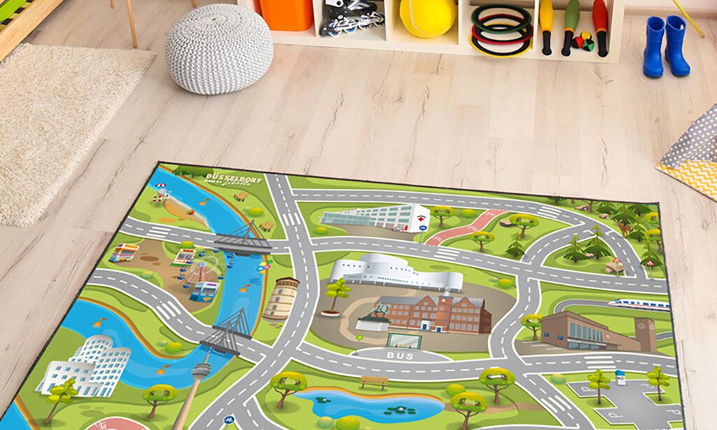 Spieleteppich mit Straßen in Kinderzimmer