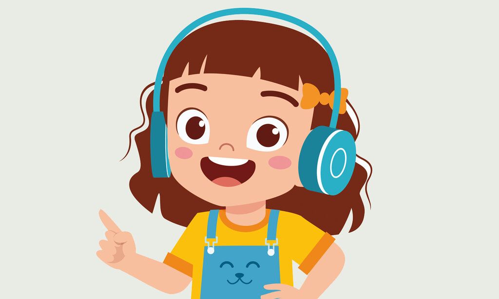 Illustration eines Mädchens mit Kopfhörern