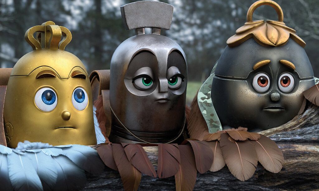 Animationsfilm, drei Glocken mit Gesichtern stehen nebeneinander