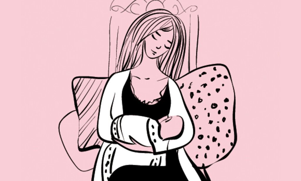 Illustration einer stillenden Mutter mit ihrem Baby