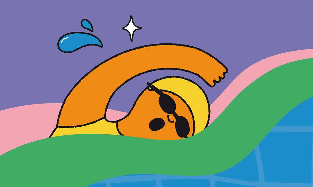 Illustration einer Figur, die schwimmt