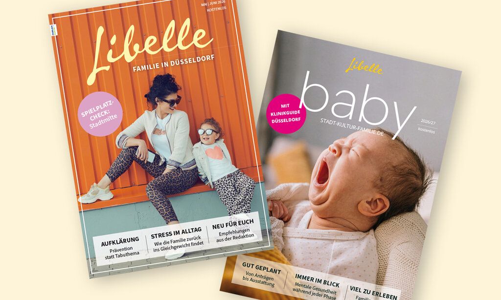 Die beiden Cover Libelle Mai und Baby 26, auf hellgelbem Grund