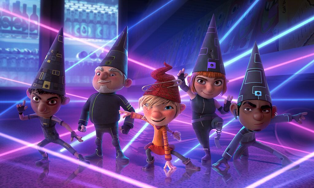 Animationsfilm, 5 Heinzelmännchen auf einer Showbühne