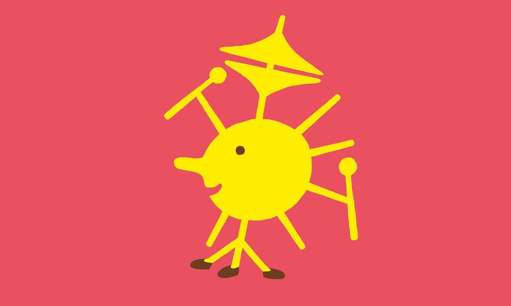 Illustration eines Mitteldings zwischen Sonne und Schlagzeug