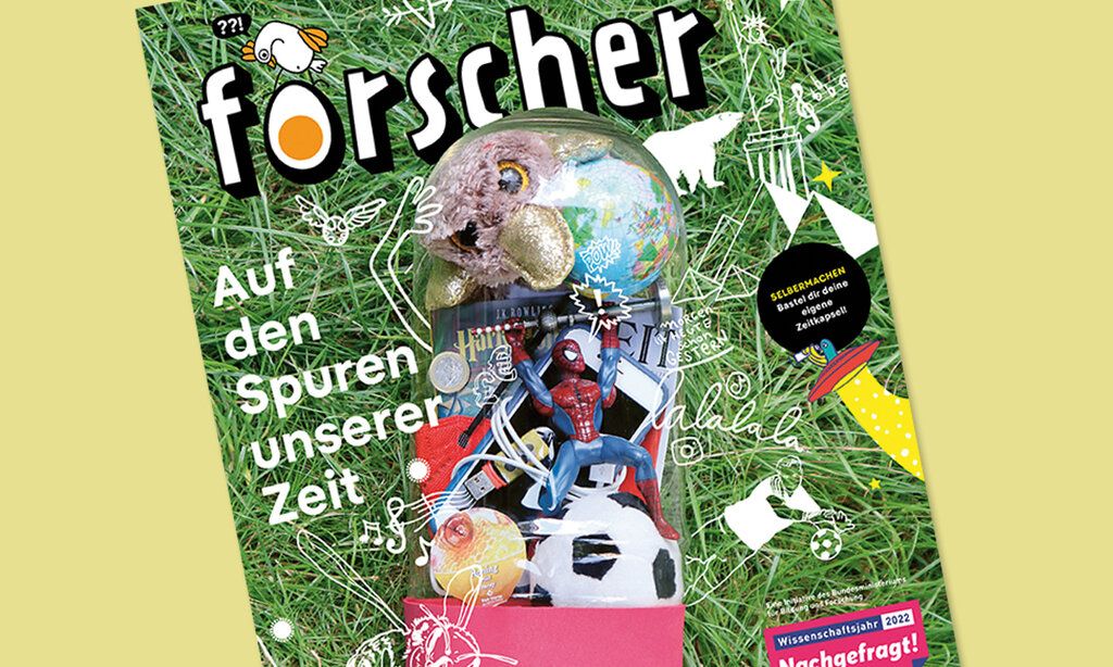 Titelseite des „forscher“-Magazins zum Thema Zeit