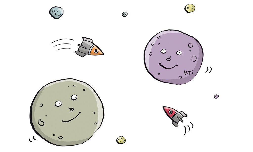 Illustration von Planeten und Raketen