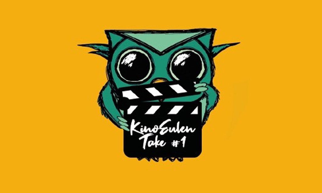 Illustration einer Eule mit einer Kinoklappe