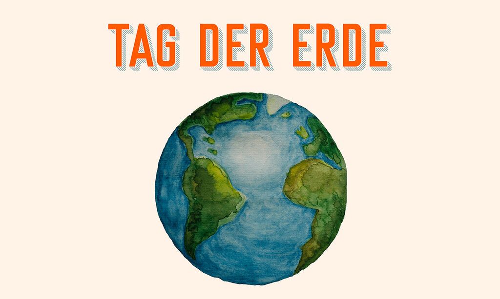 Aquarell des Erdballs, Headline: Tag der Erde