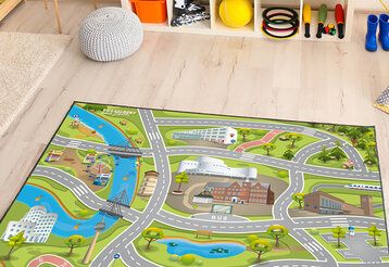 Spieleteppich mit Straßen in Kinderzimmer