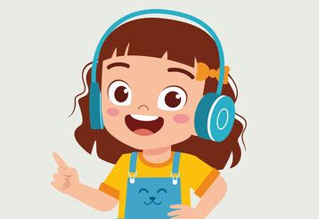Illustration eines Mädchens mit Kopfhörern