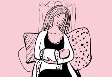 Illustration einer stillenden Mutter mit ihrem Baby