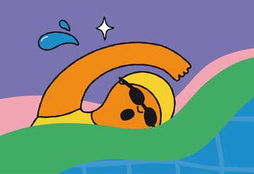 Illustration einer Figur, die schwimmt
