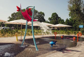 Wasserspielplatz im Freibad Benrath