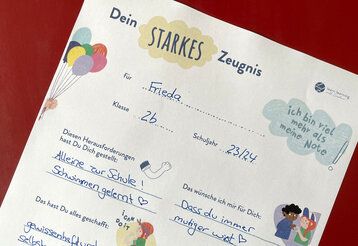 Dein starkes Zeugnis, Beispielseite ausgefüllt