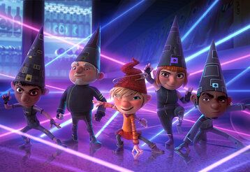 Animationsfilm, 5 Heinzelmännchen auf einer Showbühne