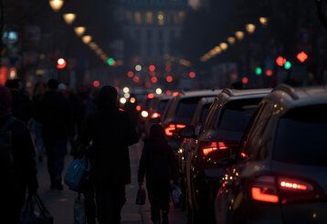 Dunkle Straßenszene