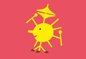 Illustration eines Mitteldings zwischen Sonne und Schlagzeug