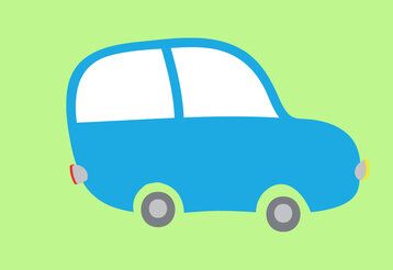 Illustration eines blauen Autos auf grünem Hintergrund
