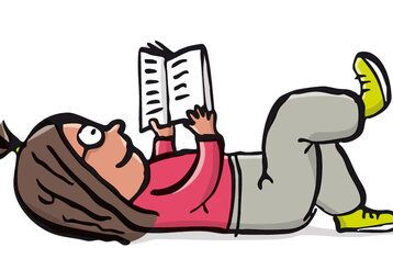 Illustration eines Mädchens, das liegend liest