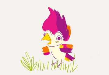 Illustration eines bunten Vogels