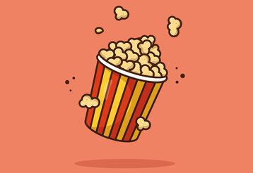 Illustration eines hüpfenden Popcorn-Eimers