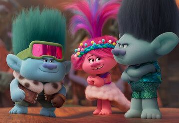 Animationsfilm, drei Trolls stehen beieinander