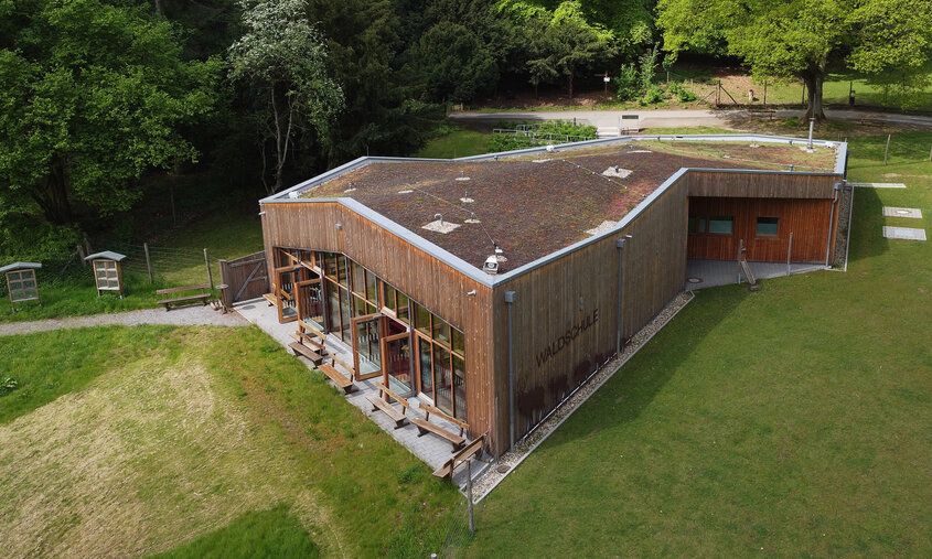 Waldschule im Wildpark Düsseldorf von oben
