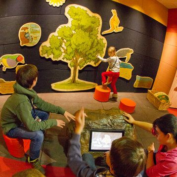 Vier Kinder spielen das Australien-Spiel 